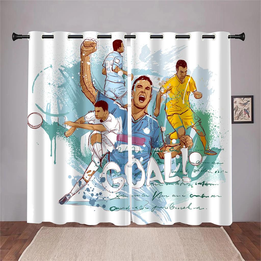 3D Fußballspieler Kickball Vorhänge Cooler Kickball Pose Muster Vorhang 2 Paneele Fußballfan Wohnzimmer Schlafzimmer Arbeitszimmer Kinderzimmer Dek