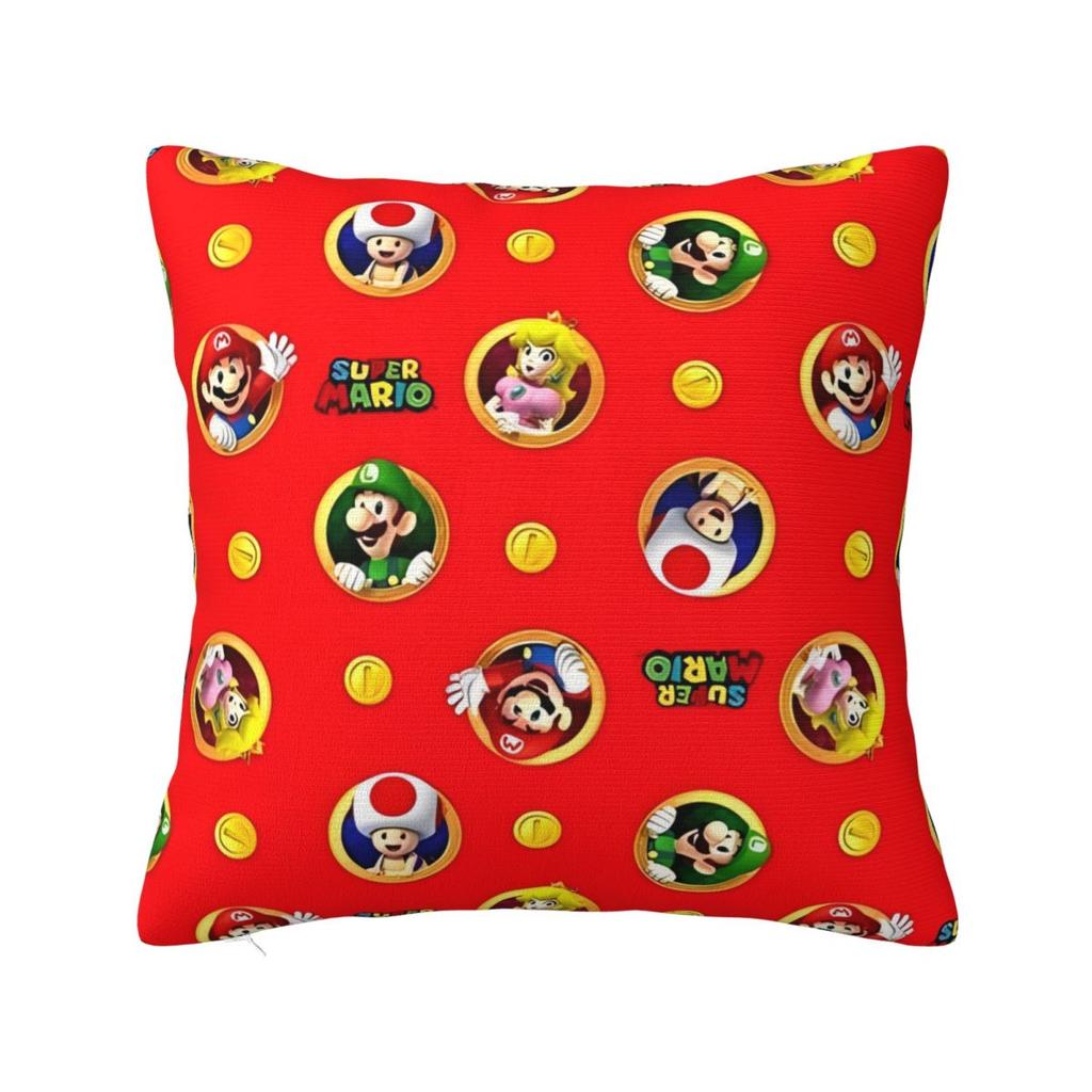 Marios Square Pillowcases Polyester Seat Luigi Mushroom Yoshi Cushion Cover Funny Pillow Cover 45*45