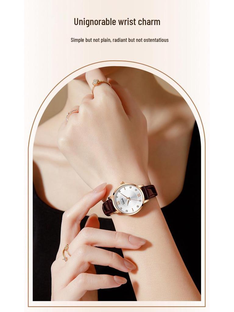 La Baoli Women's High-End Leather Strap Quartz Watch – Exquisite, Light Luxury Design with High Appearance.