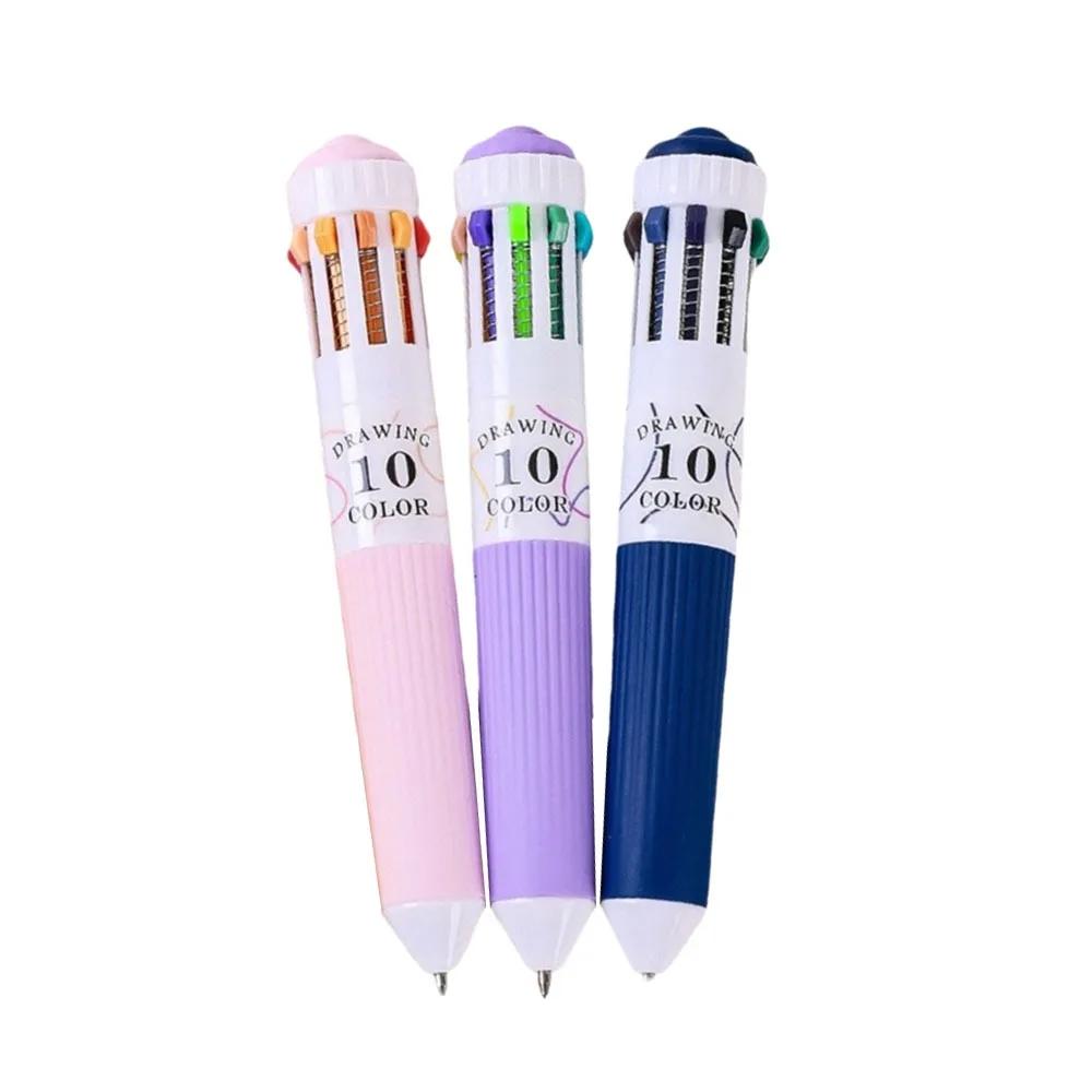 3Pcs/Box Gifts 10 Color Drawing Ballpoint Pen Retractable Colorful Colored Pens 0.8mm Multicolor Pens for Painting Study Marking