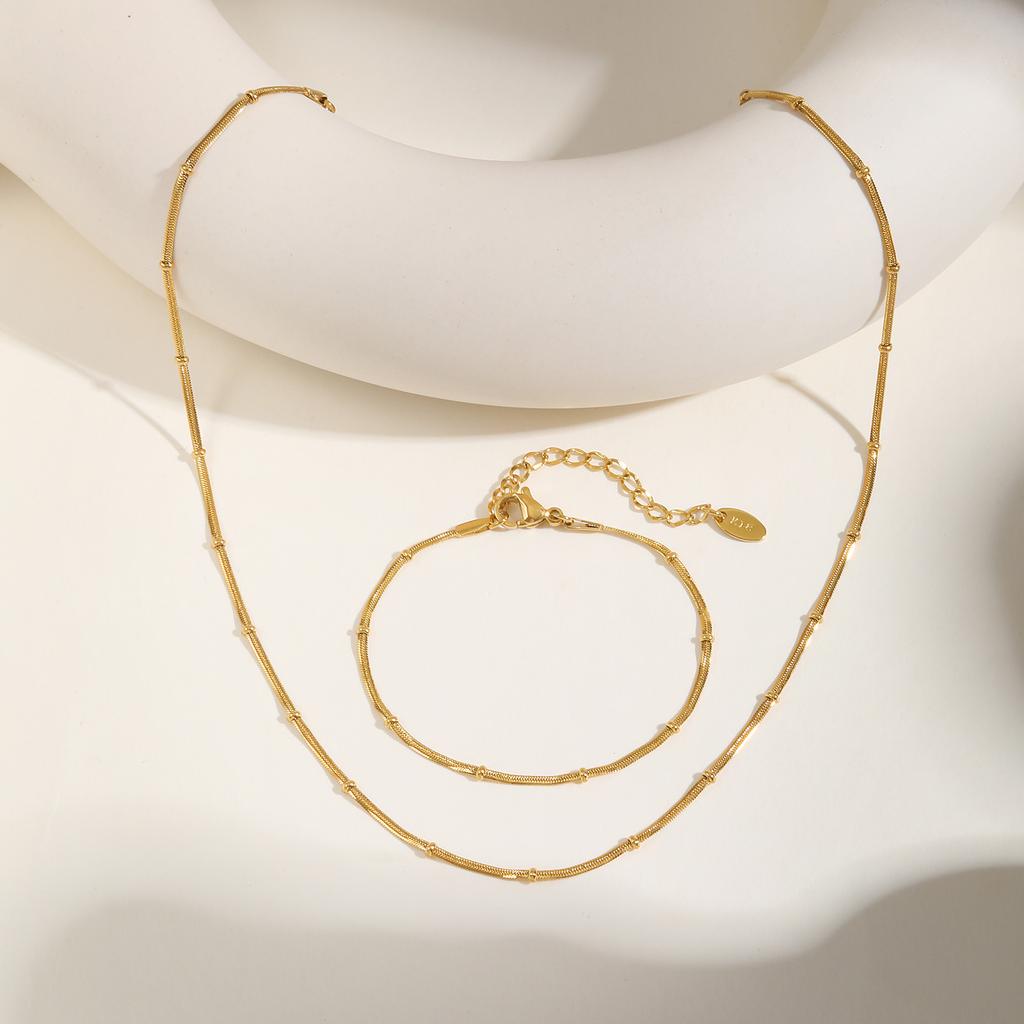Edelstahl Schlangenball Perlenkettenarmband für Damen, 18 Karat Vergoldet Dünne Glieder Mehrlagiges Handgelenkband Weihnachtsgeschenk