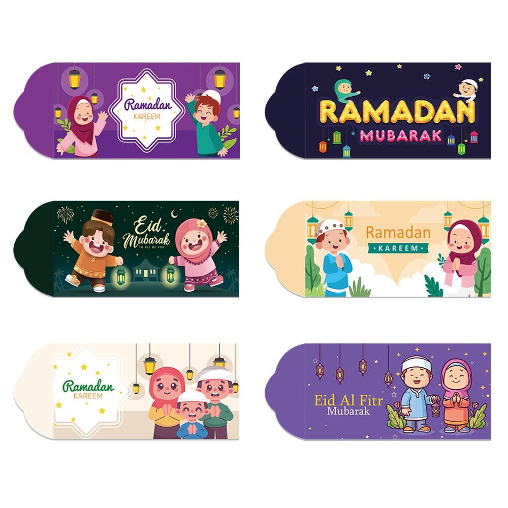 6Pcs Colorful Eid Mubarak Cash Envelopes Paper Ramadan Decoration Money Cards for Family Gathering