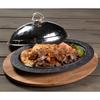 Lava Cast Iron Oval Serving Plates And Bowls. With Wooden Platter 28X20cm.