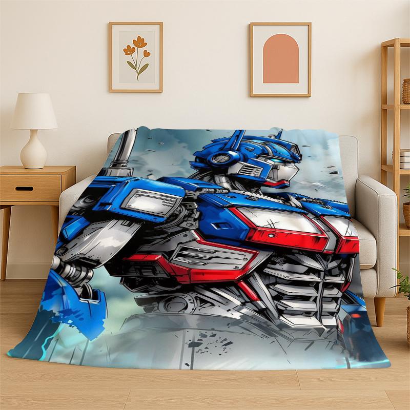 Classic Gundam Cartoon Robot Flannel Blanket Soft Warm Throw Blanket for Bedroom Living Room Bed Travel Camping Picnic Kids