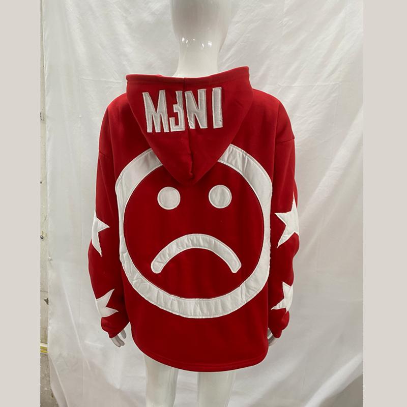 Street Star Pattern Patchwork Letter Long Sleeved Loose Hoodie