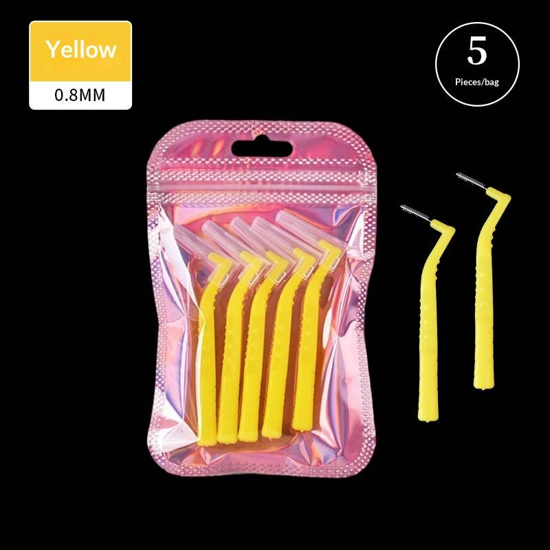 5pcs 0.6-1.2mm L Shape Interdental Brush With Box Orthodontic Dental Tool Teeth Cleaning Toothpick Oral Hygiene Dental Flosser