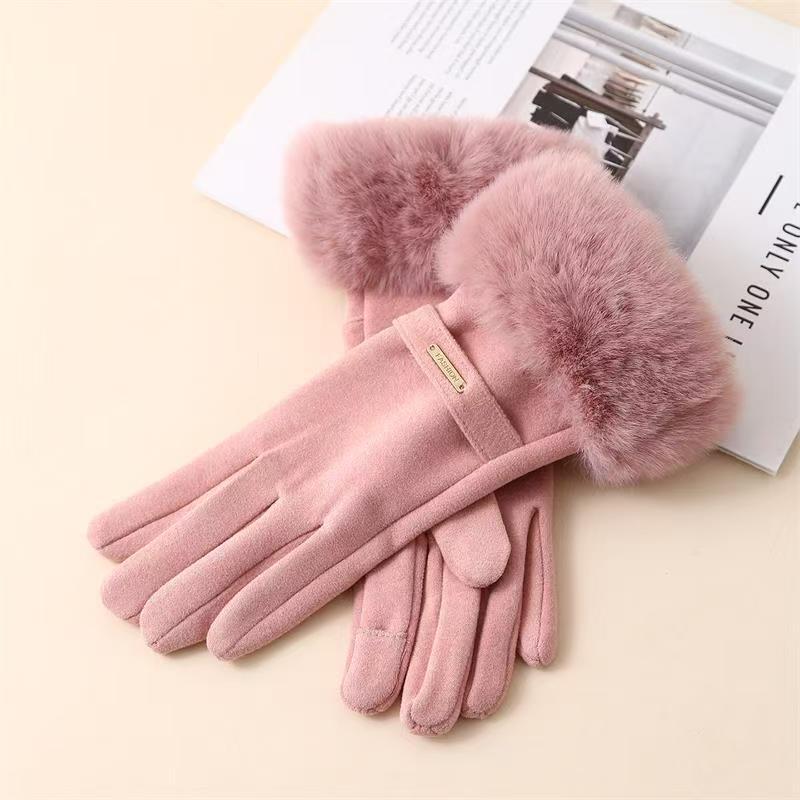 Warm Gloves for Women with Fleece Thickening Cold Protection Touch Screen Warm Gloves for Going Out Cycling Gloves