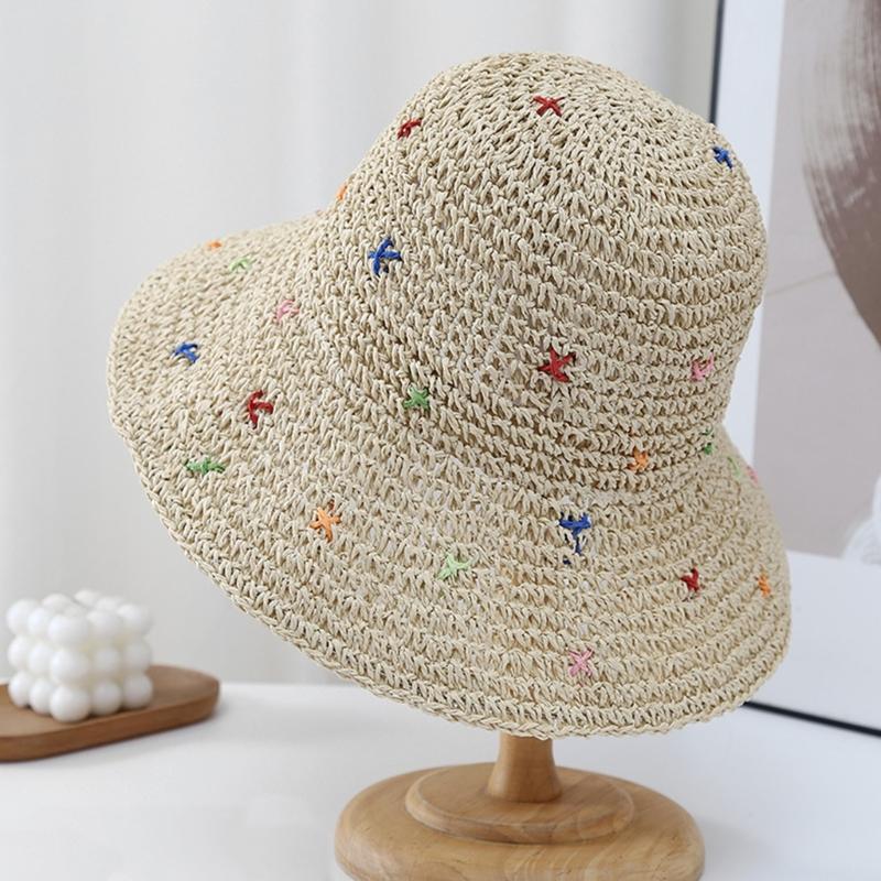 Hand Weaving Straw Hat Beach Getaways Beach Hat Breathable Sun Hat for Girl