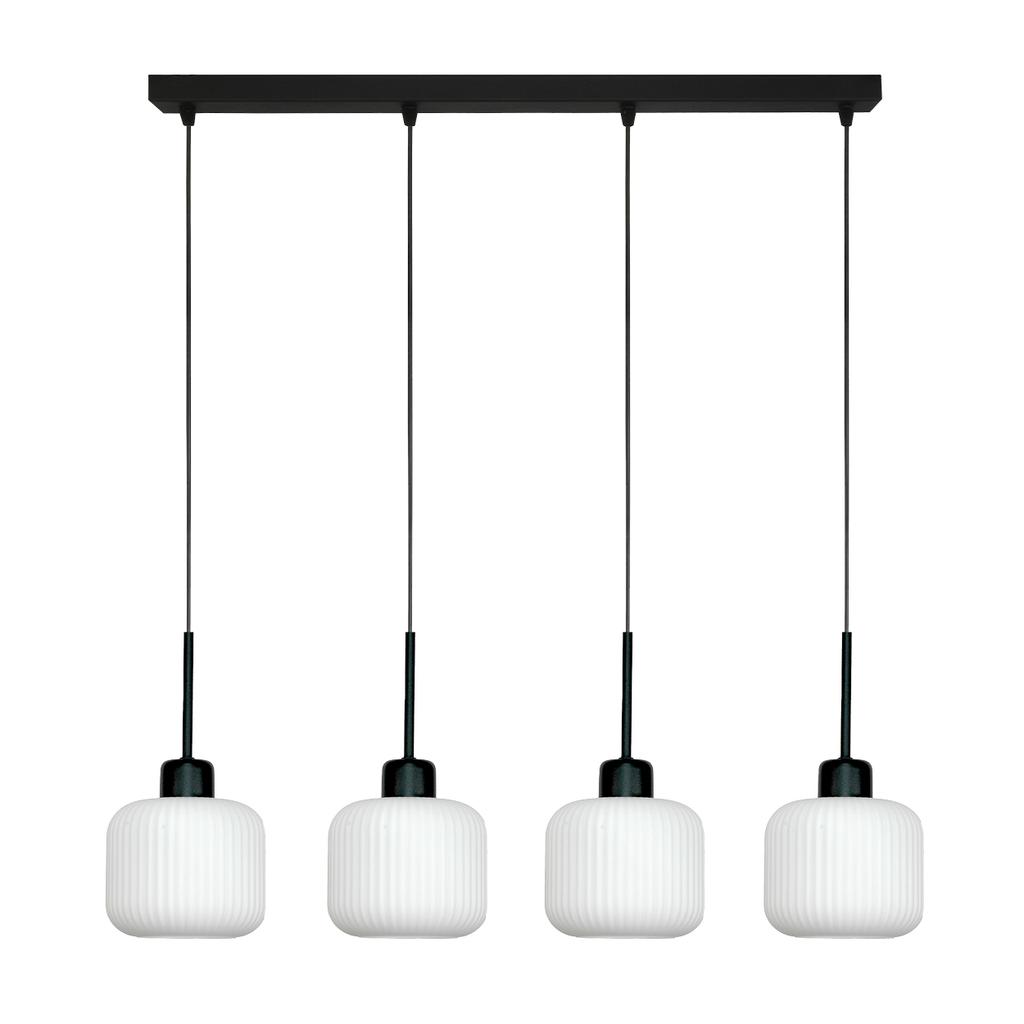 Beka Bianco 14-961 Black Hanging Ceiling Lamp with White Glass Shade