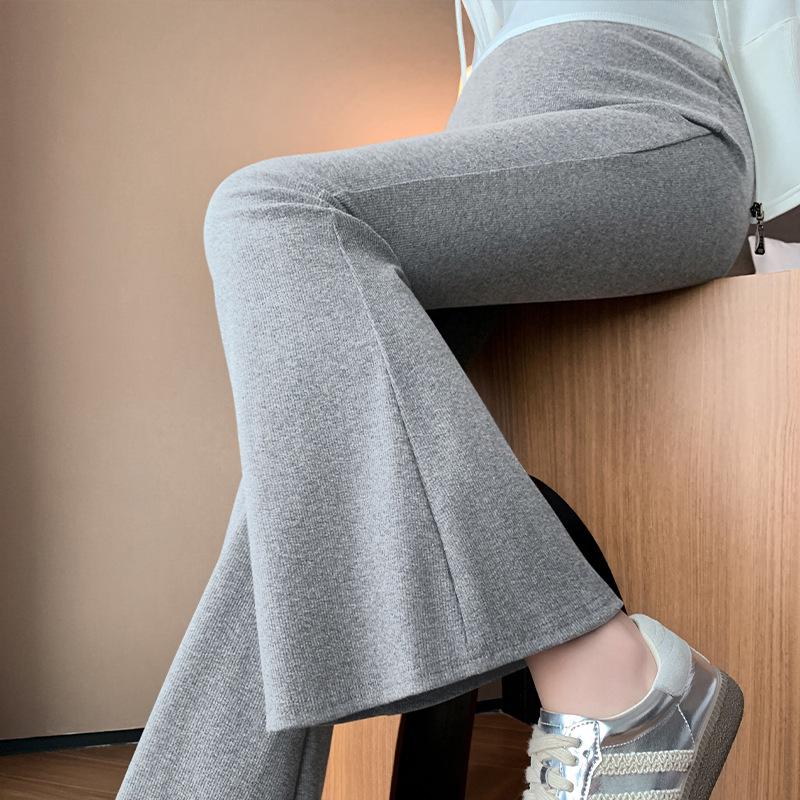 Korean Style Maternity Micro Flare Pants - 2025 Spring/Autumn Collection: Elastic Waist, Solid Color, Versatile & Slimming Casual Wear 2XL