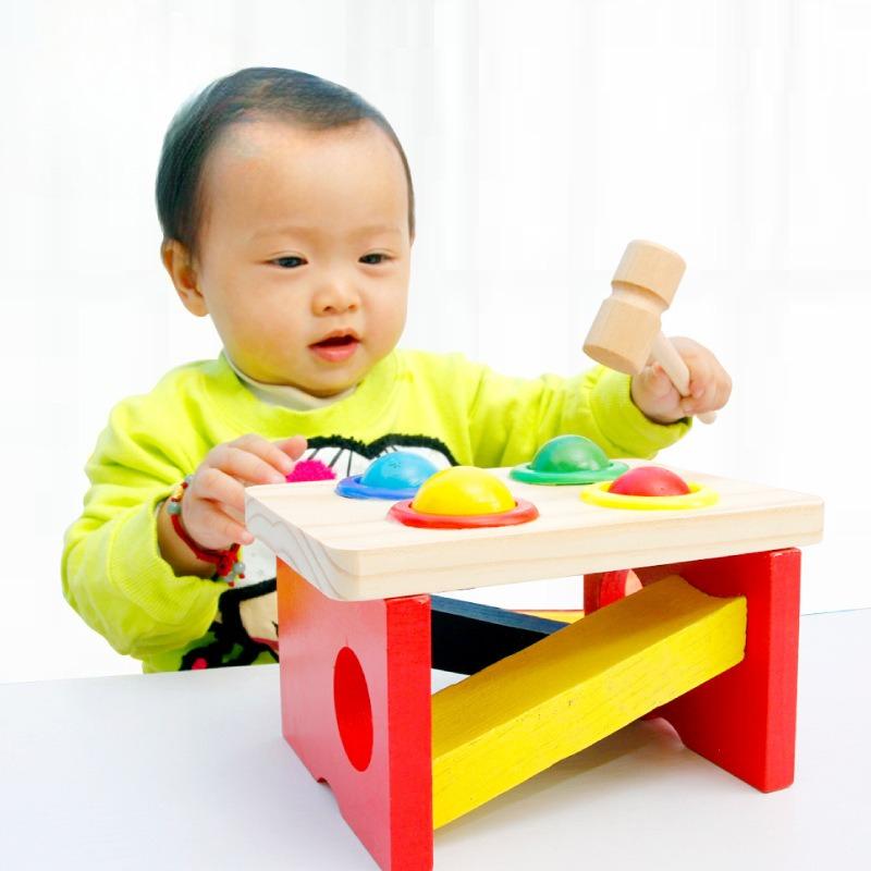 Holzkugeln, Kinderintelligenz, frühkindliche Bildung, hölzerner Klopftisch, Farbabgleichspielzeug