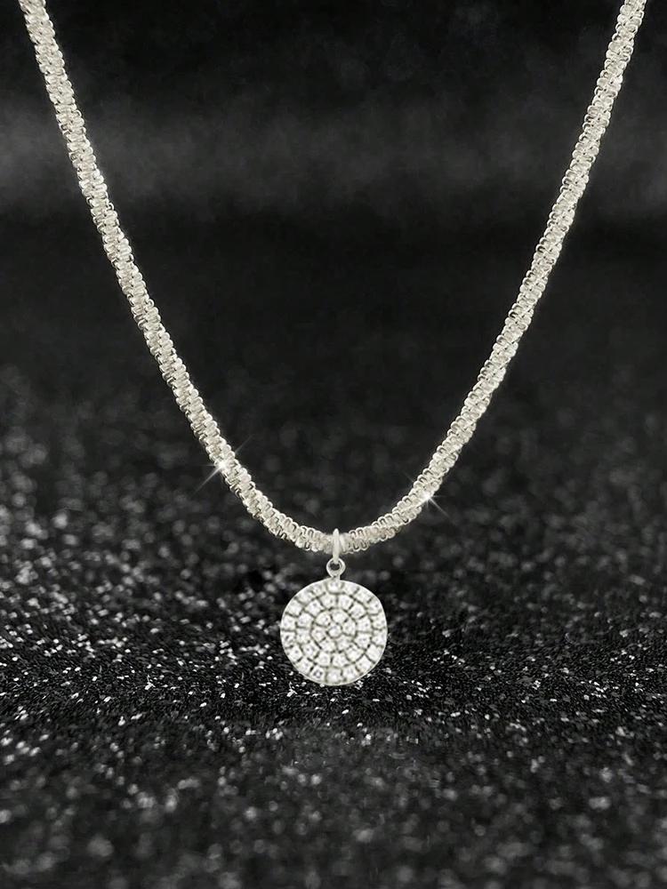 925 Sterling Silver Simplicity Classic Gorgeous Zircon Round Necklace For Women Anniversary Party High Quality Fine Jewelry