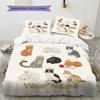 Custom Name,Cute Cartoon Cat Pattern Bedding Home Decoration Birthday Gift ( 1 duvet cover + 2 pillowcase, without core),fan merchandise.