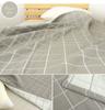 Rivere Gauze Sashiko Check Cotton Blend Blanket, Single, Triple-Ply Gauze, Pattern, (Gray)