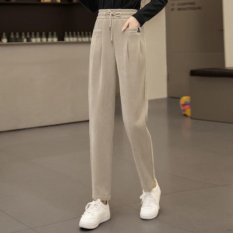 2025 Winter Women's High-Waist Drawstring Fleece-Lined Casual Pants