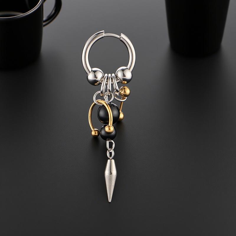 1PCS Fashionable Punk Rivet Tassel Earrings Neutral Cool Rock Style Geometric Irregular Daily Jewelry Gifts