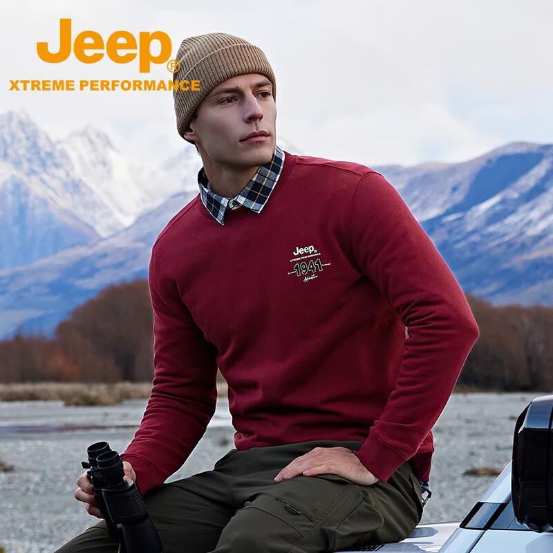 JEEP Unisex Pure Cotton Long-Sleeve Pullover Sweatshirt