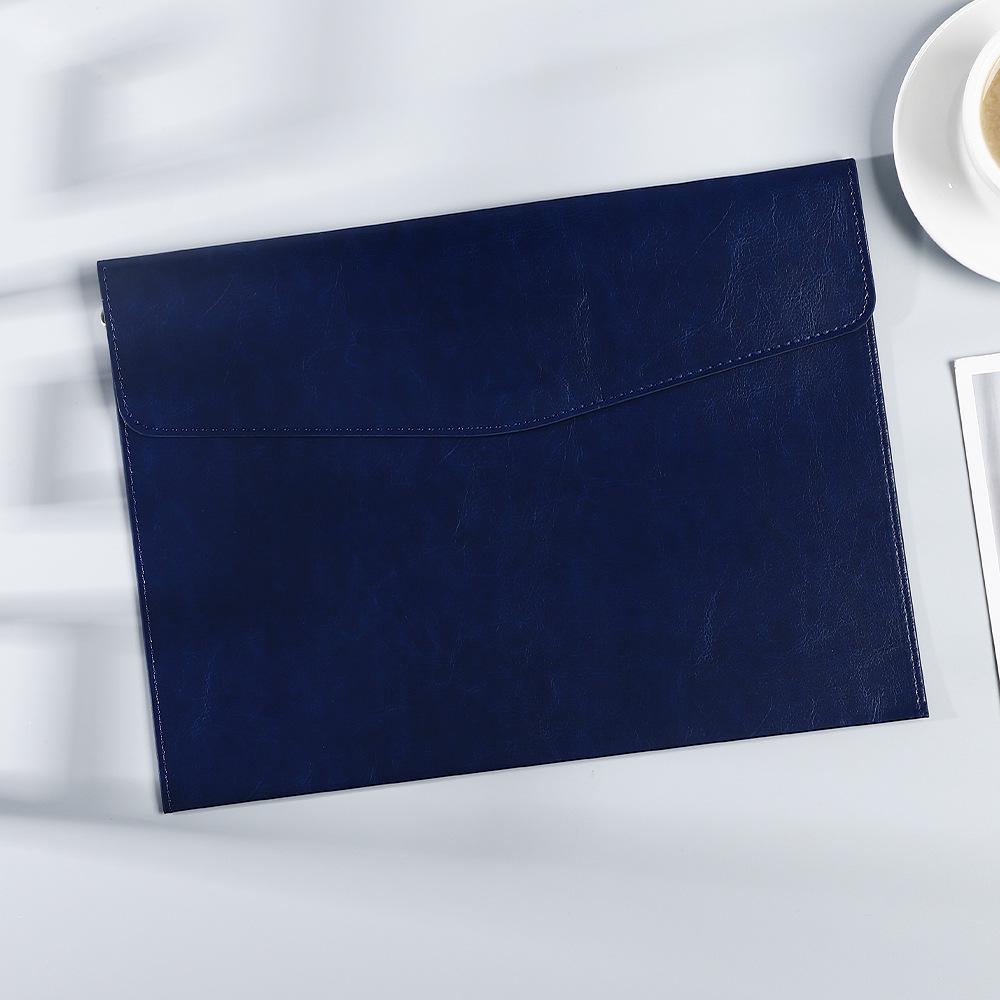 Waterproof Leather A4 Document Folder with Snap Button Closure - Portable, Large Capacity, Business File Organizer