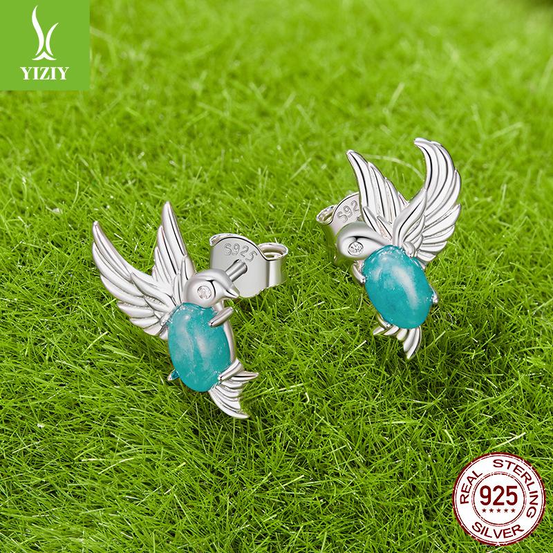 Spring Bird Stud Earrings Female, Small Fresh Animal S925 Silver Delicate Stud Earrings