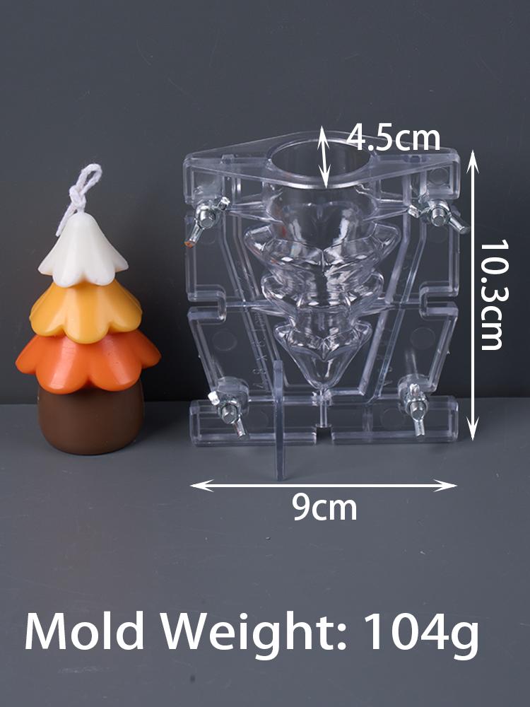 DIY Christmas Tree Candle Mold Two Petal Clamping 3D Scented Candles Soap Acrylic Plastic Molds Home Xmas Decor Craft Gifts
