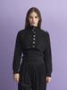 Cool Kitten High-Neck Layered Pullover Button Knit Set (Black)