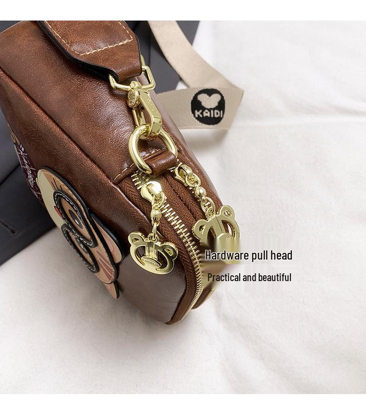 2025 Hello Kitty Women's Cute Cartoon Bear Multi-Layer Crossbody Phone Bag