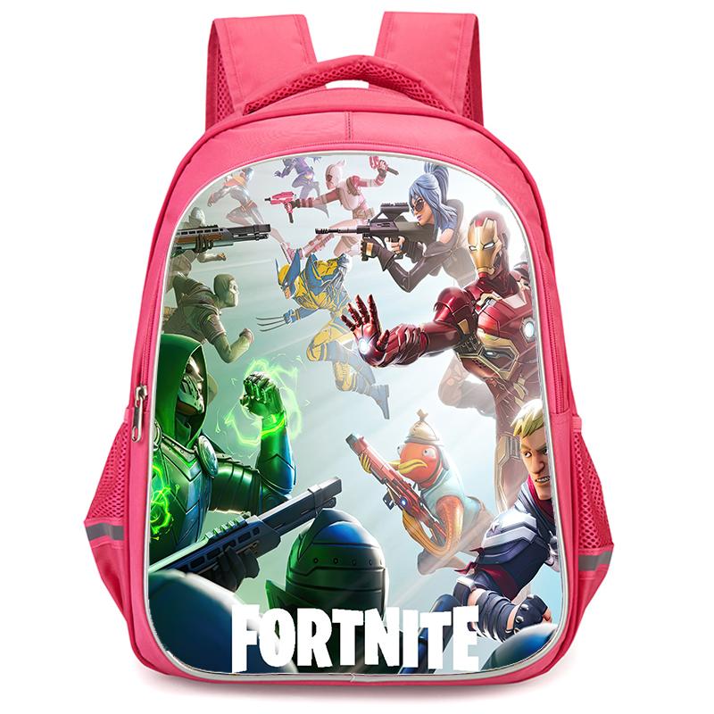 16-Inch Fortnite Cartoon Backpack with Double Zipper Design, Ergonomic Spine Protection, Suitable for Boys & Girls Aged 5-8