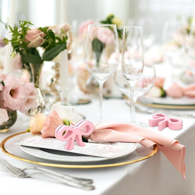 WTEMPO Wedding Valentine's Day Sweet Bow Shaped Design Place Card Holders Bowknot Table Seat Number Holders Cute Name Card Display Stands