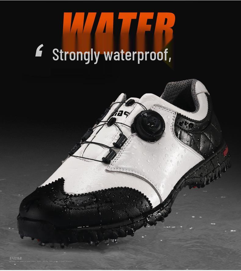 PGM Men's Waterproof Golf Shoes with Rotary Laces and Breathable Design