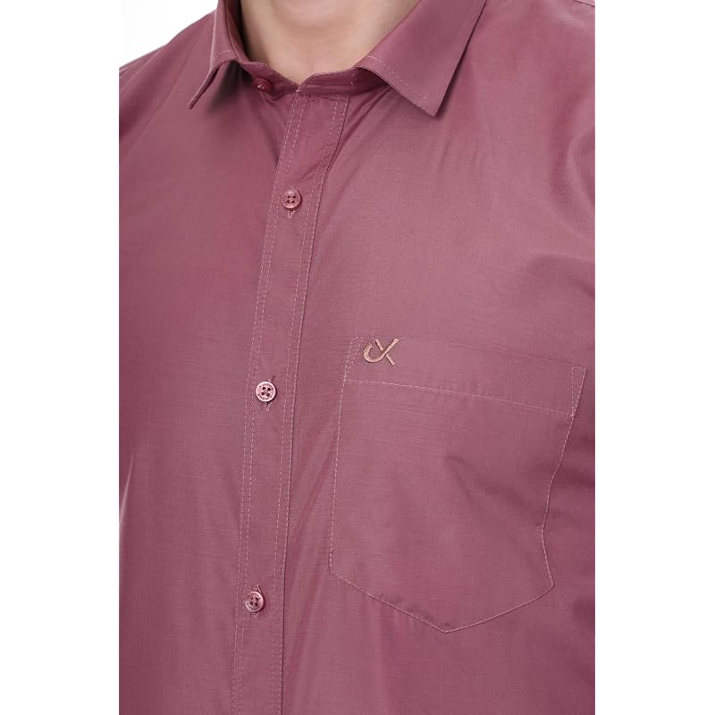 Xjarvis Clifton Men' Regular Fit Cotton Blend Plain Shirt Full Sleeves Casual & Formal Summer Shirt With Pocket Design