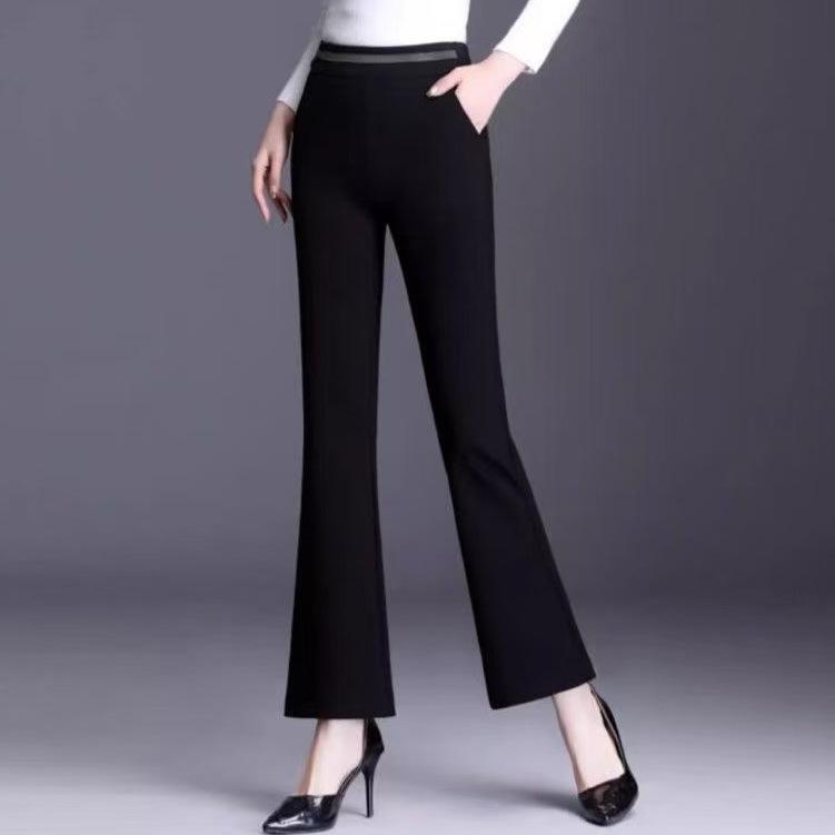 

Women s High-Waist Black Skinny Pants – Spring/Autumn Slimming Micro Flare, Elastic Long Drape 3XL