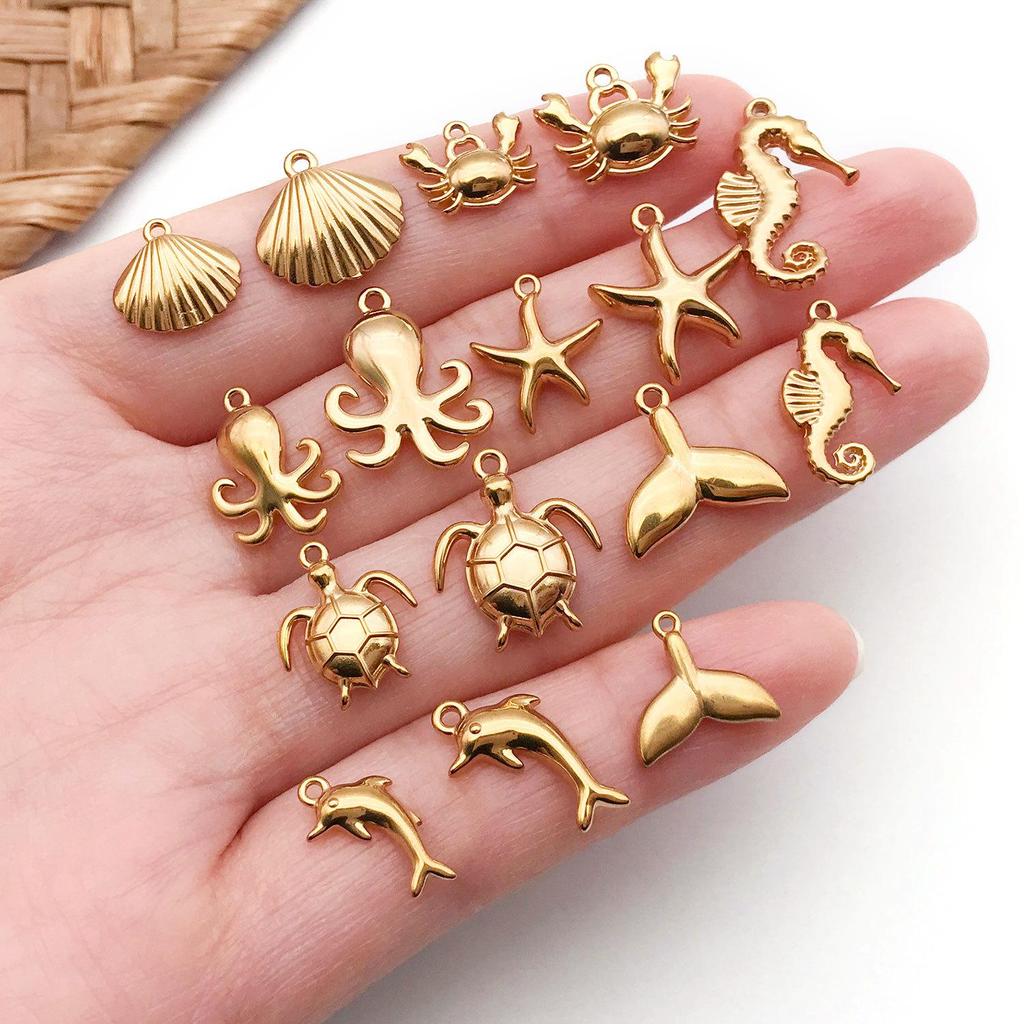 Ocean-Themed Animal Charms: Octopus, Crab, Dolphin, Starfish, Turtle Pendant for DIY Bracelets & Necklaces