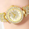 Women's Rhinestone Bracelet Watch Alloy Roman Numerals Quartz Wristwatch with Densely Set Crystals, 7mm Ultra Thin Lightweight Design for Office