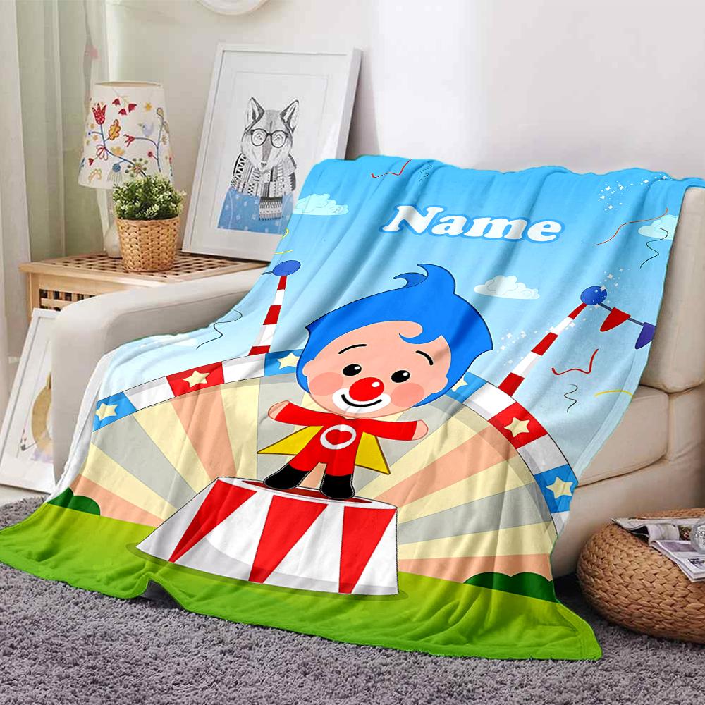 Coperta Stampata a Tema Plim Plim con Nome Personalizzabile - Perfetta per Divano, Letto, Viaggi e Uso Esterno | Lavabile in Lavatrice, Accogliente e Durevole.