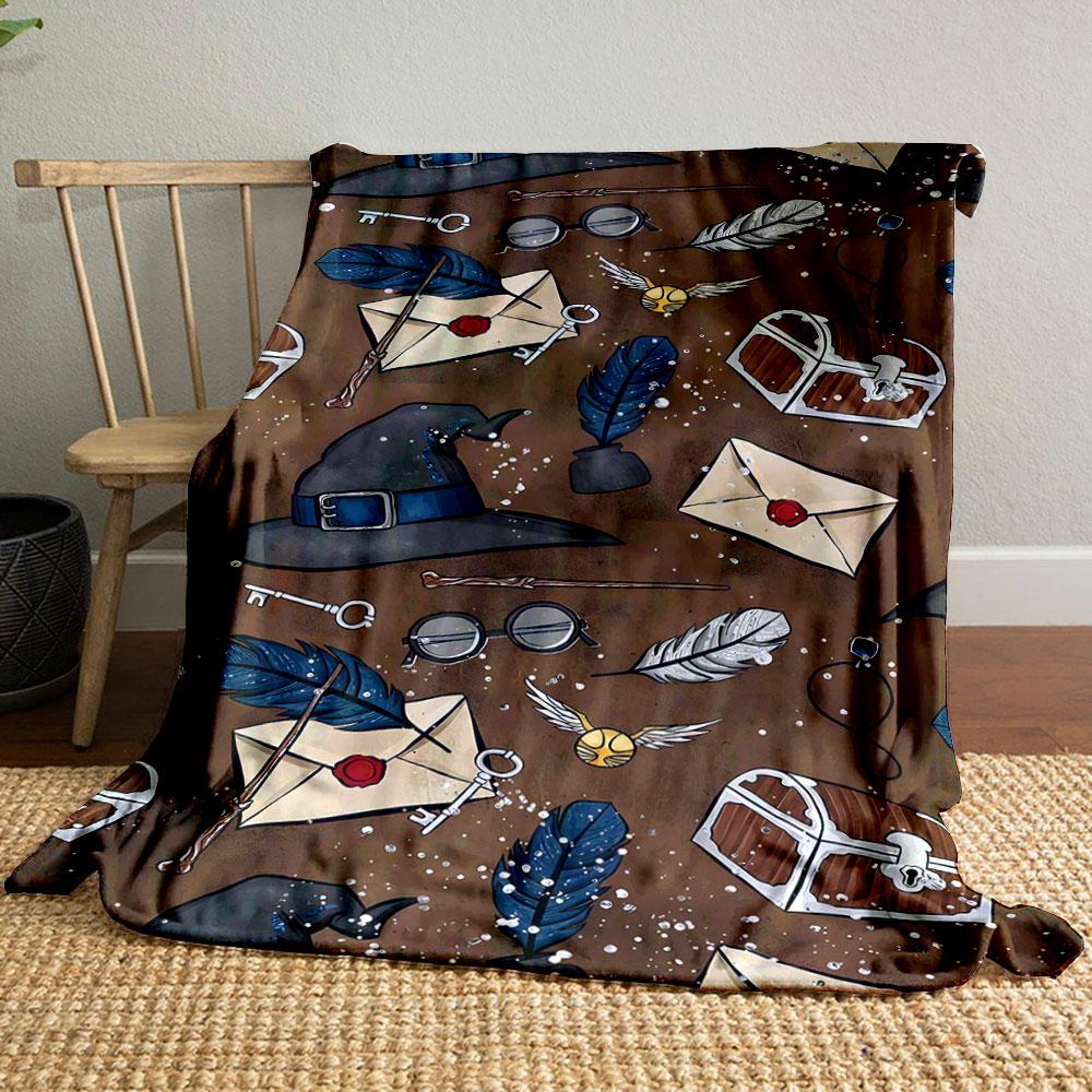 

Wizard Themed Flannel Blanket bedroom Blanket for Livingroom Couch lunch break Soft Cozy throw for Friend s festival Gift 80cm x 120cm