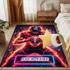 1PC Custom Name Flaming Football Player Theme Floor Mat Ideal for Living Room, Game Rooms, Office, Bedroom,Floor Mat Playful Design