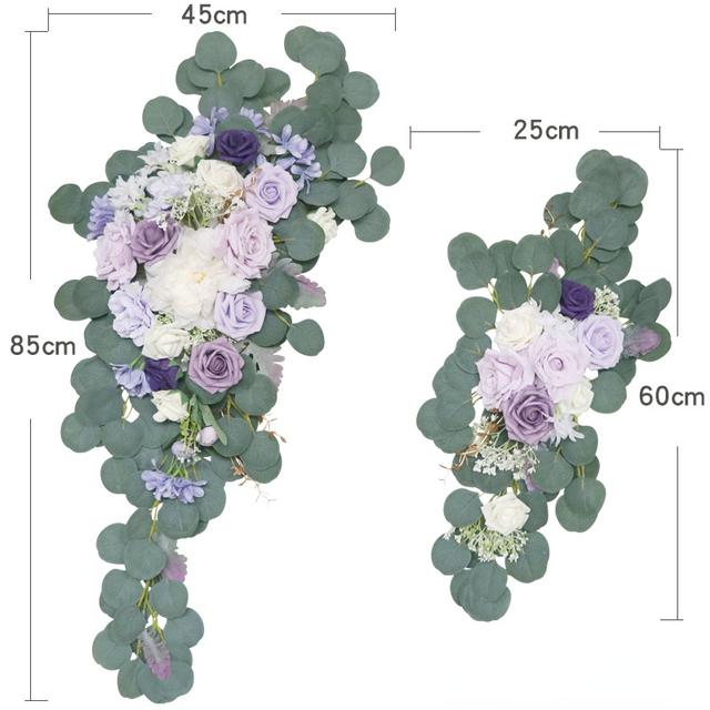 2pcs Artificial Wedding Arch Flowers Greenery Arbor Floral Arrangement Party Reception Backdrop Decor Multiple Style Ceremony