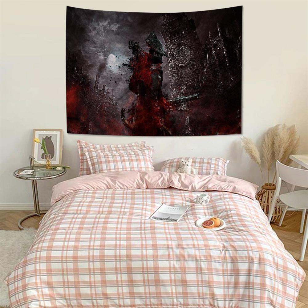 Game Bloodborne Cartoon Tapestry Art Science Fiction Room Home Decor Wall Hanging Sheets