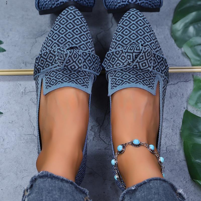 Large size lightweight pointed Doudou women's shoes spring and autumn new bow comfortable versatile non-slip women's shoes