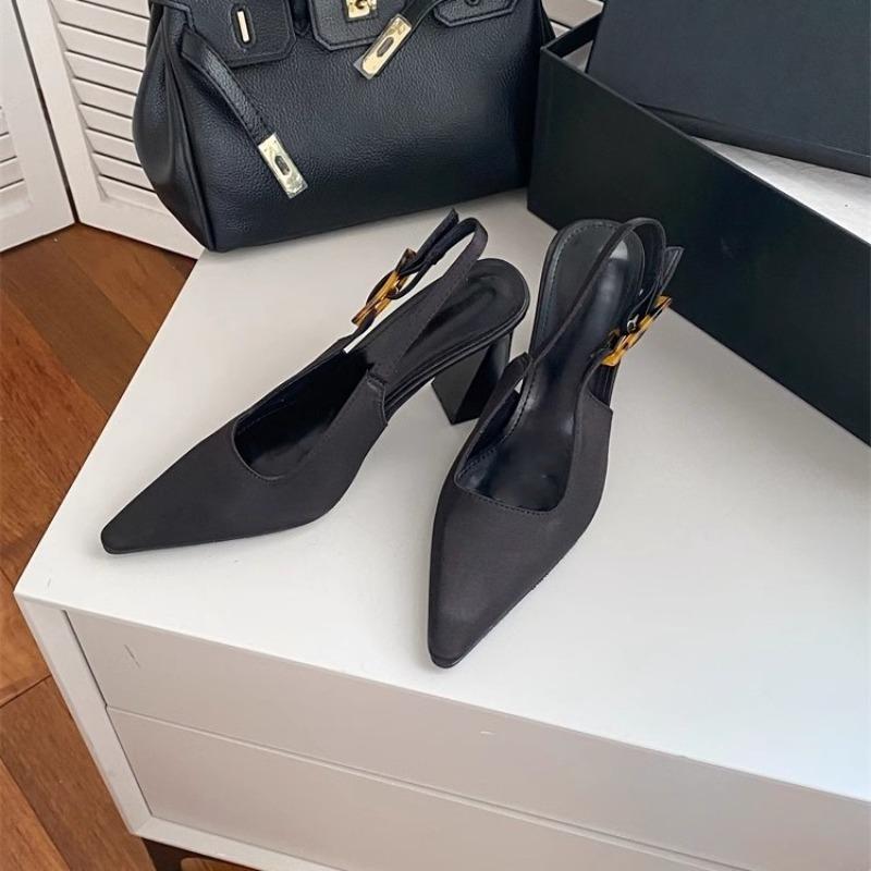 Fashion Black Sandals Women Summer New Fashion Women's Sandals Pointed Pumps Women Shoes Office Dress Shoes Sexy Square Heel High Shoes