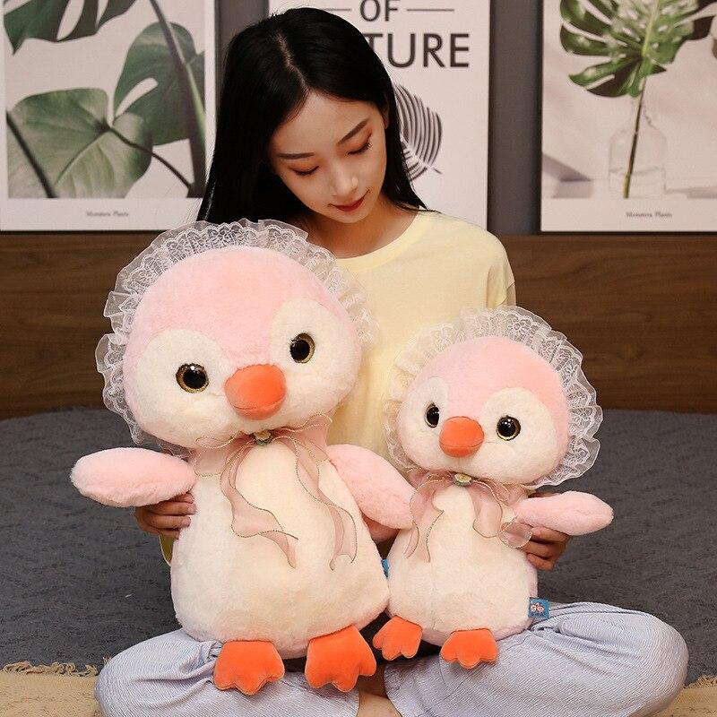 1pc 28 /38 /50cm Cute Penguin Plush Pillow Toys Lovely Penguin With Lace Dolls Stuffed Soft For Girls Appease Playmate Pillow Gift