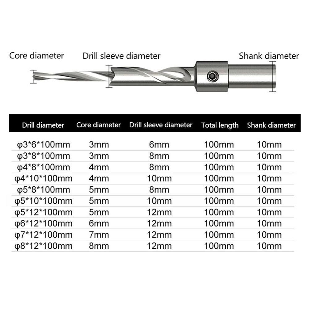 3mm-8mm Countersunk Head Salad Drill Flat Bottom Drill Bit High Speed Steel Woodworking Drill Bit Hole Cutter Punch Tools