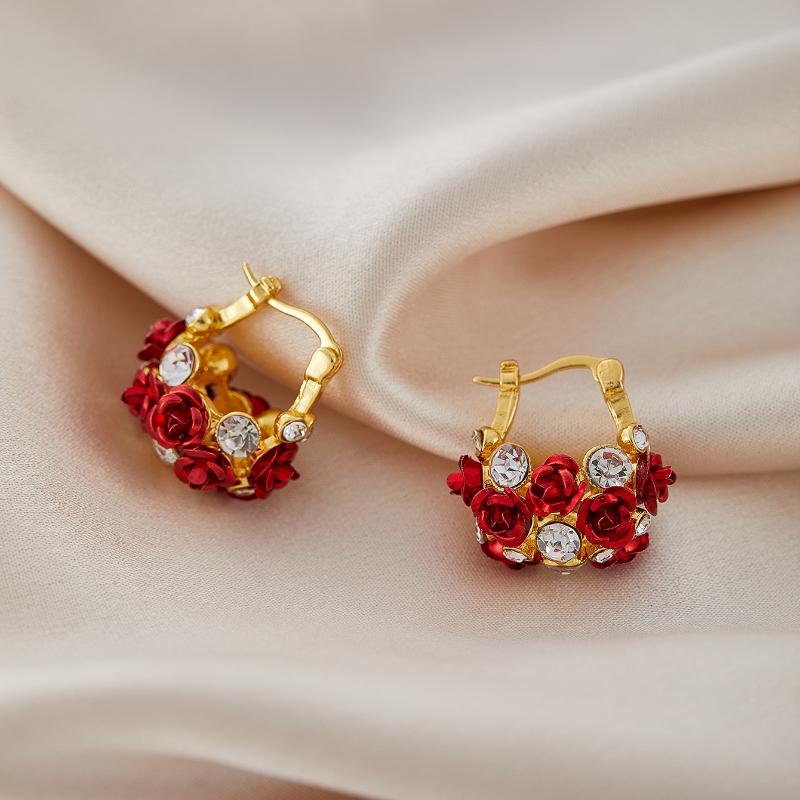 Cercei eleganți la modă pentru femei, cercei cu flori rafinate, potriviți pentru petreceri zilnice, cadouri cu zirconiu