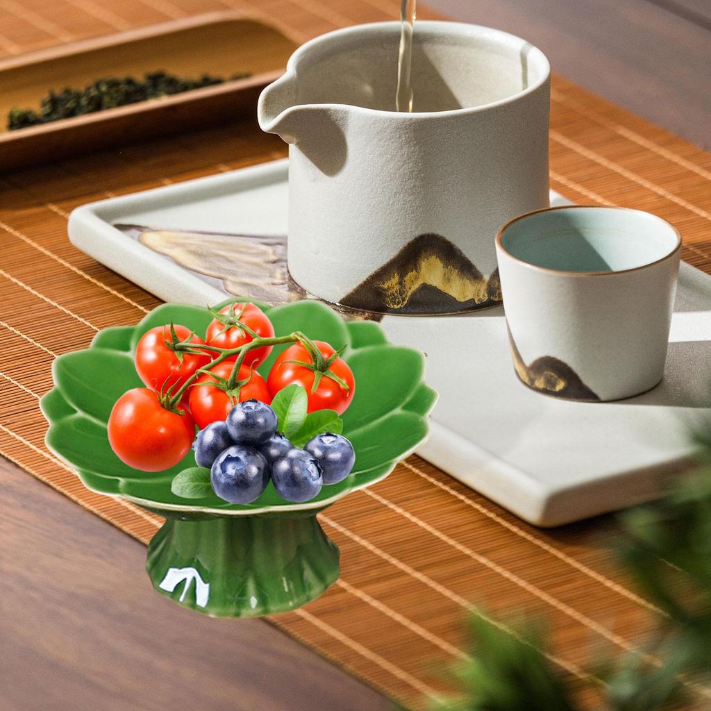 Ceramic Footed Plate 8.8x4.3cm for Kitchen Counter Countertop Fruit Holder Fruit Tray for Kitchen Wedding Coffee Table Family