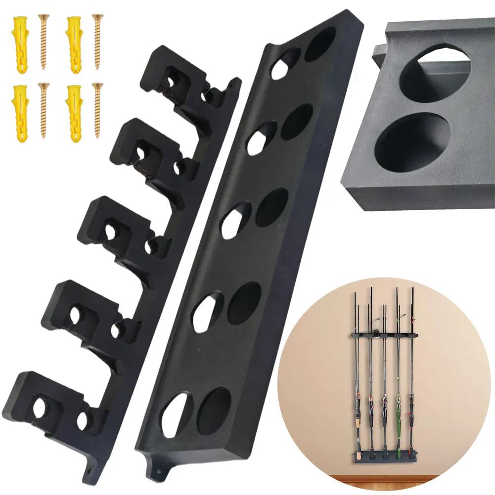 1Pcs Fishing Rod Storage Rack 10 Holes Wall-mounted Fishing Pole Holder Bracket Vertical & Horizontal Display Fixed Frame