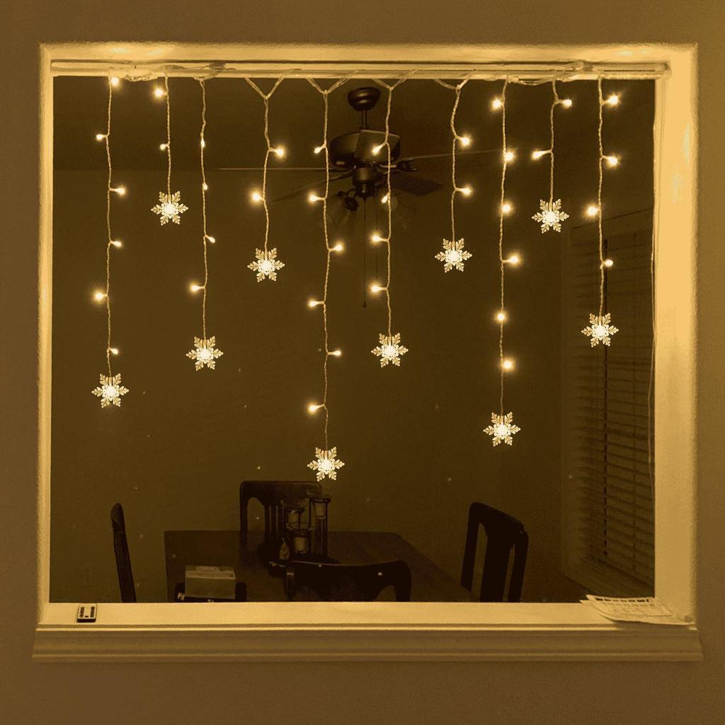 Solar Snowflake String Lights for Indoor & Outdoor Decorations