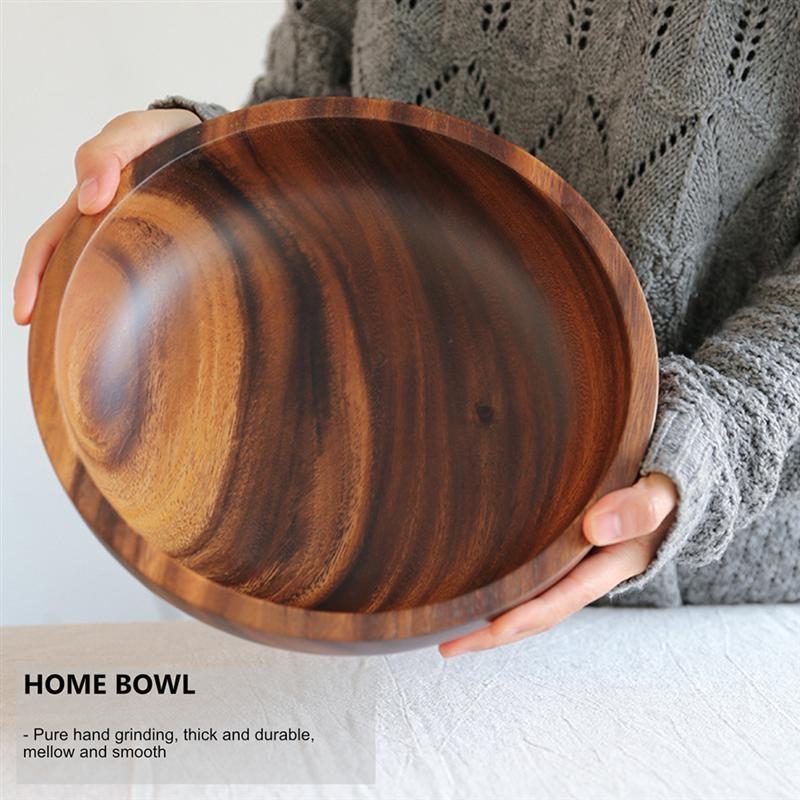 8X6CM Natural Wooden Salad Bowl Fruit Decoration Practical Bowl Household Kitchen Wooden Bowl Tableware Restaurant Kitchen