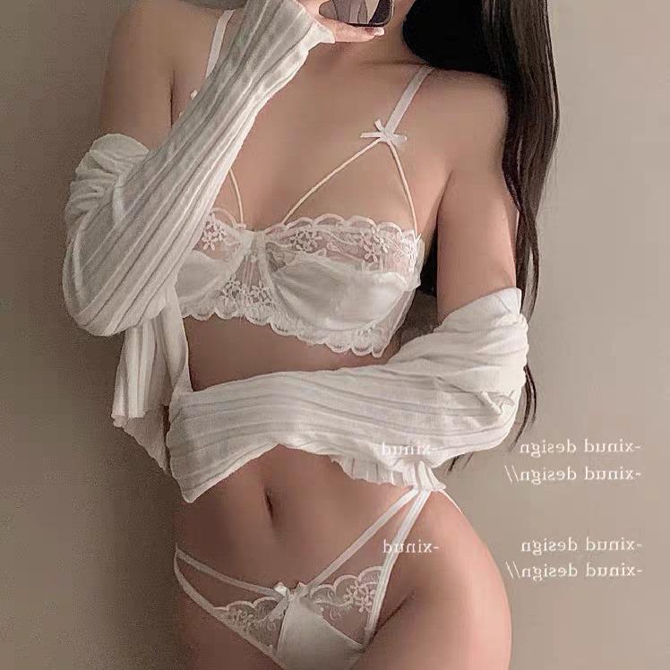 Lace Push-Up Bra Set for Small Busts - Side Support & Anti-Sagging Design