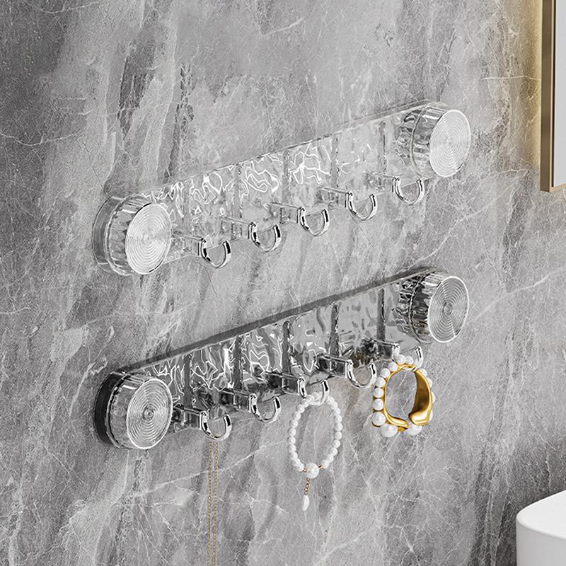 5 Hooks Rotating Suction Cup Hooks Punch-Free Strong Load-Bearing Bathroom Towel Rack Wall Mounted Ripple Row Hook