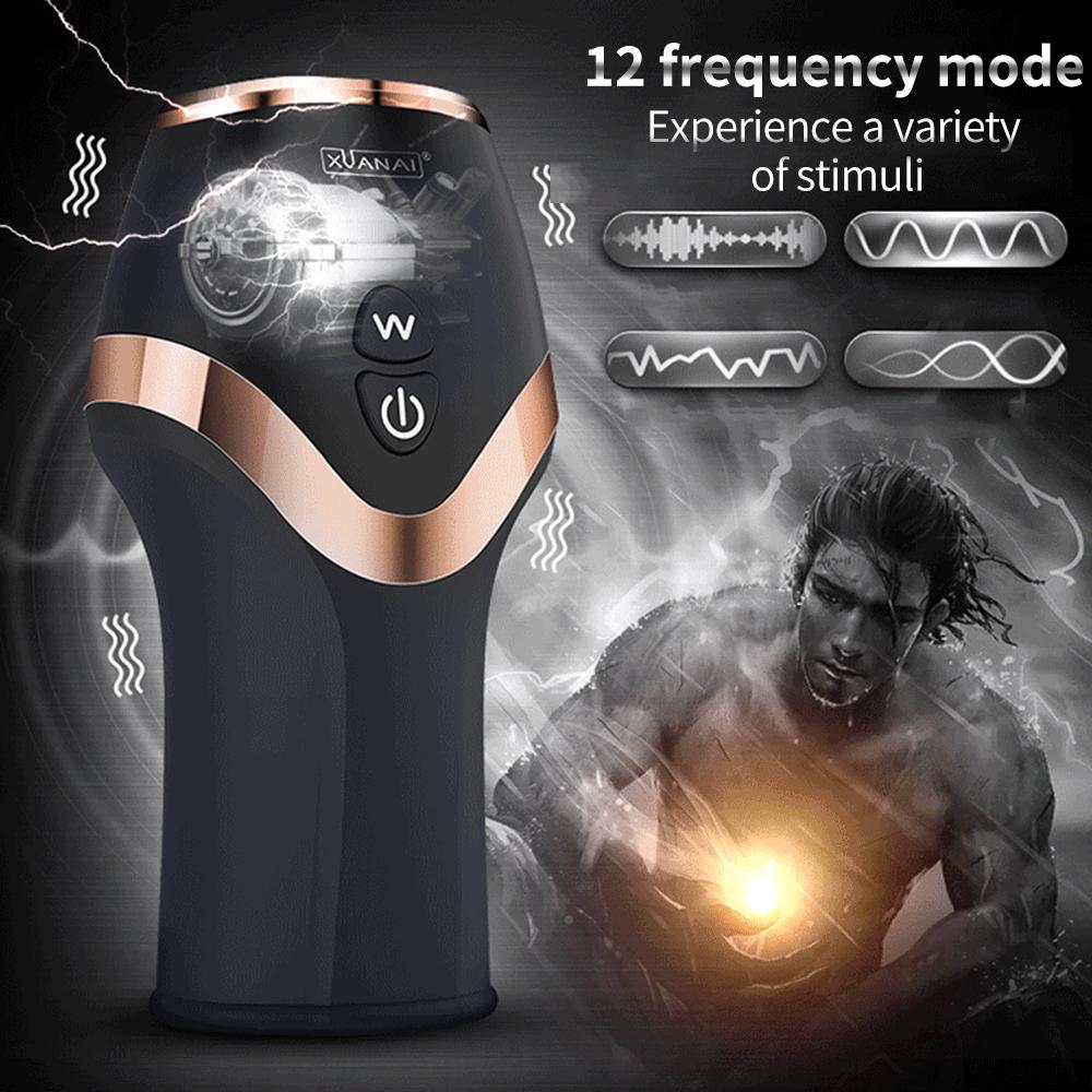 12 Frequency Auto Suck Adult Toys Vibrator Glans Penis Training USB Charge Masturbation Device Erotic Sex Toys for Men Male